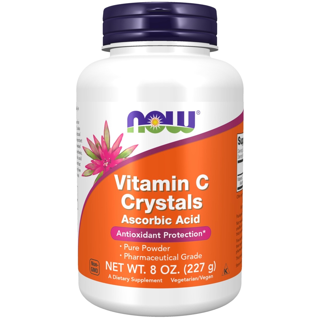 AHORA Suplementos de alimentos, cristales de vitamina C (ácido acúbico) Polvo, protección antioxidante*, 8 onzas