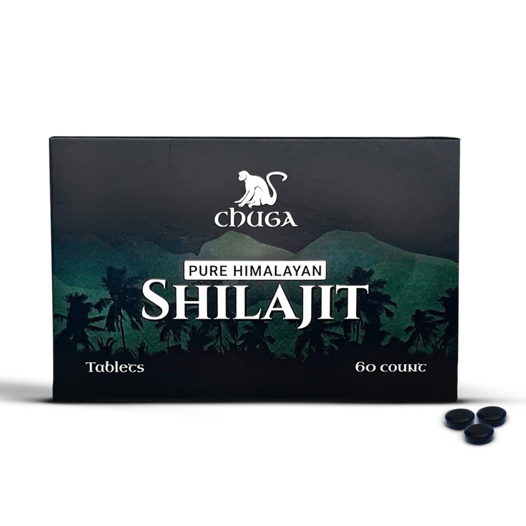 Chuga Pure Himalayan Shilajit Tablets for Men ' Women ← Orgánica Shilajit Harvested 16,000 Pies ← Lab Tested in USA, 75+ Acid Fulvic, Grado A, Booster Immune, Shilajit Tablets, 60 Servings (1)
