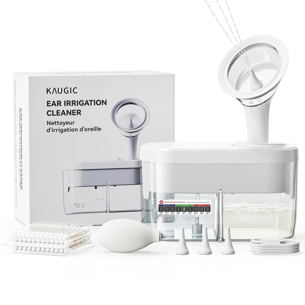 Kit de eliminación de cera de oído eléctrico - Sistema de riego de oído alimentado por agua con colección de aguas residuales, 4 modos limpios, seguro " eficaz, 3 consejos de oído para adultos