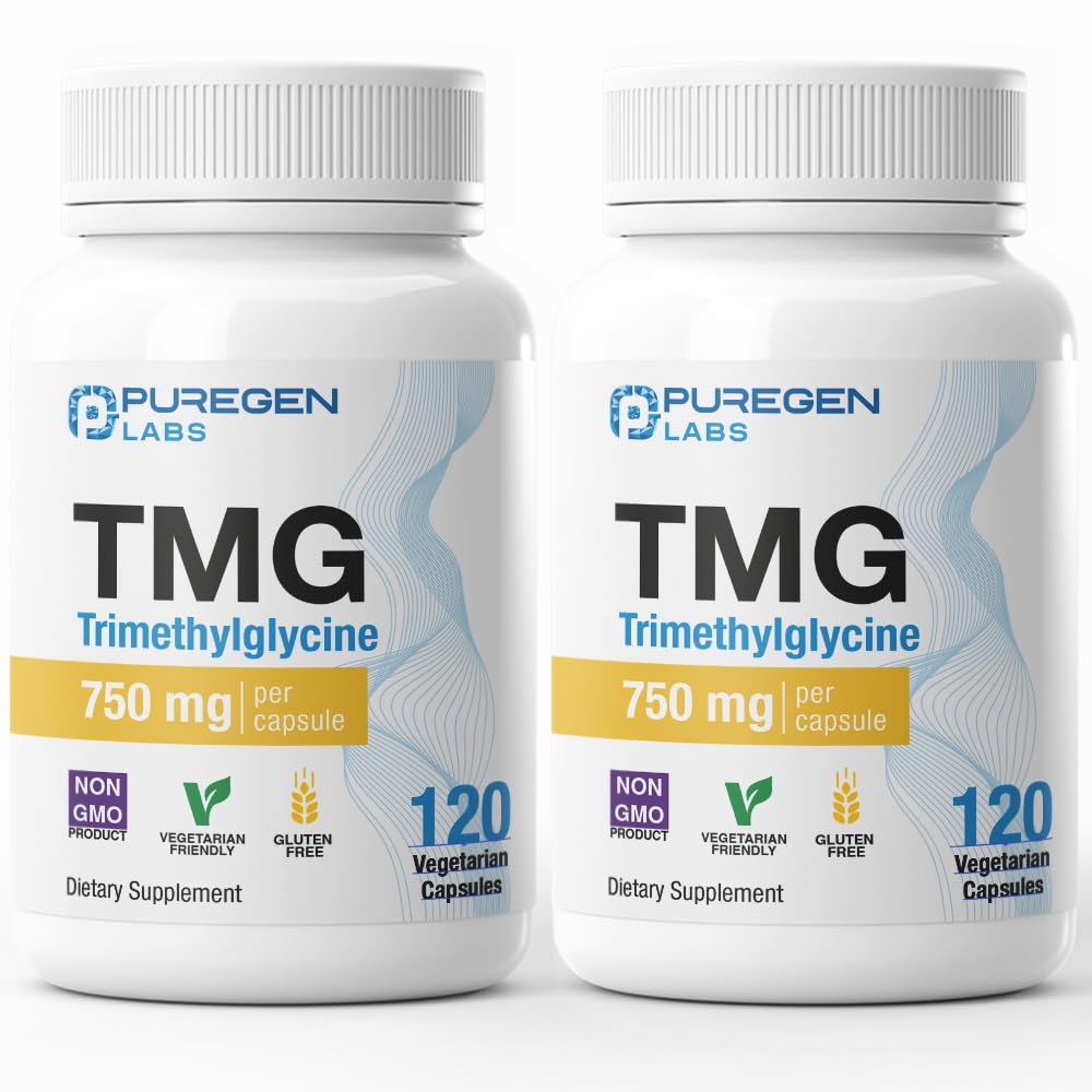 Laboratorios de puré TMG 750 mg – Suplemento Trimetilglicina de alta potencia – Estimula los niveles saludables de homocisteína, no GMO, NO Gluten y Dairy ANTE Made in USA - 2 Pack - Total 240 cápsulas vegetarianas
