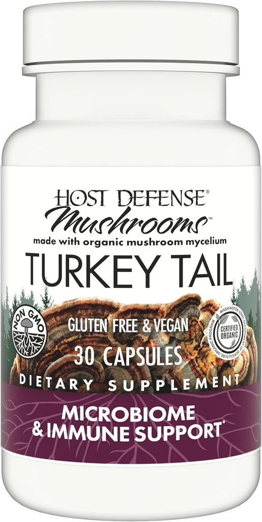 Host Defense Turquía Tail Capsules - Salud Digestiva & Respuesta Inmunitaria Suplemento - Suplemento de Mushroom para Gastrointestinal & Gut Microbiome Soporte - 30 cápsulas (15 Servimientos)*