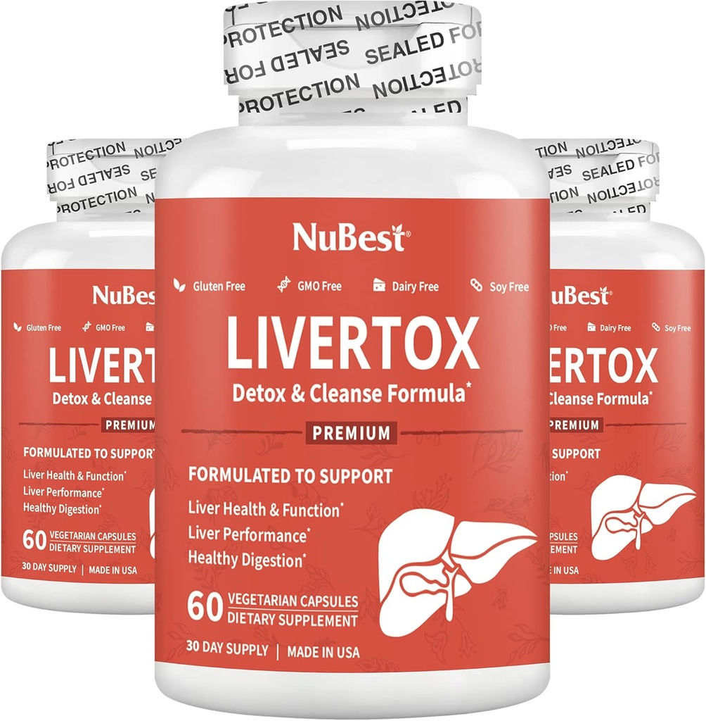 NuBest LiverTox - Premium Liver Health Fórmula - Liver Cleanse, Detox &amp; Repair - with Milk Thistle, Choline, Beet, Turmeric, Artichoke &amp; Dandelion - 3 Pack ← 3 Months Supply