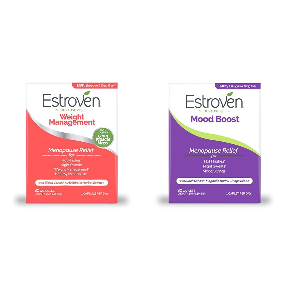 Estroven Weight Management for Menopause Relief - 30 Ct. " Mood Boost for Menopause Relief - 30 Ct. - Clinically Proven Ingredients
