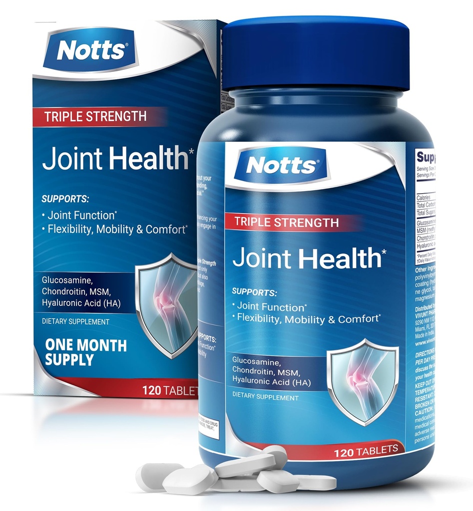 Conjunto de Salud Triple Fuerza Silenciosa Glucosamina, Condroitina &amp; MSM, Suplemento de Apoyo Conjunto, 120 Tabletas Coadas