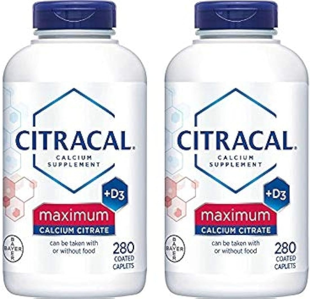 Citracal - Citrato de calcio con vitamina D3 - 2 botellas, 280 caplets cada uno