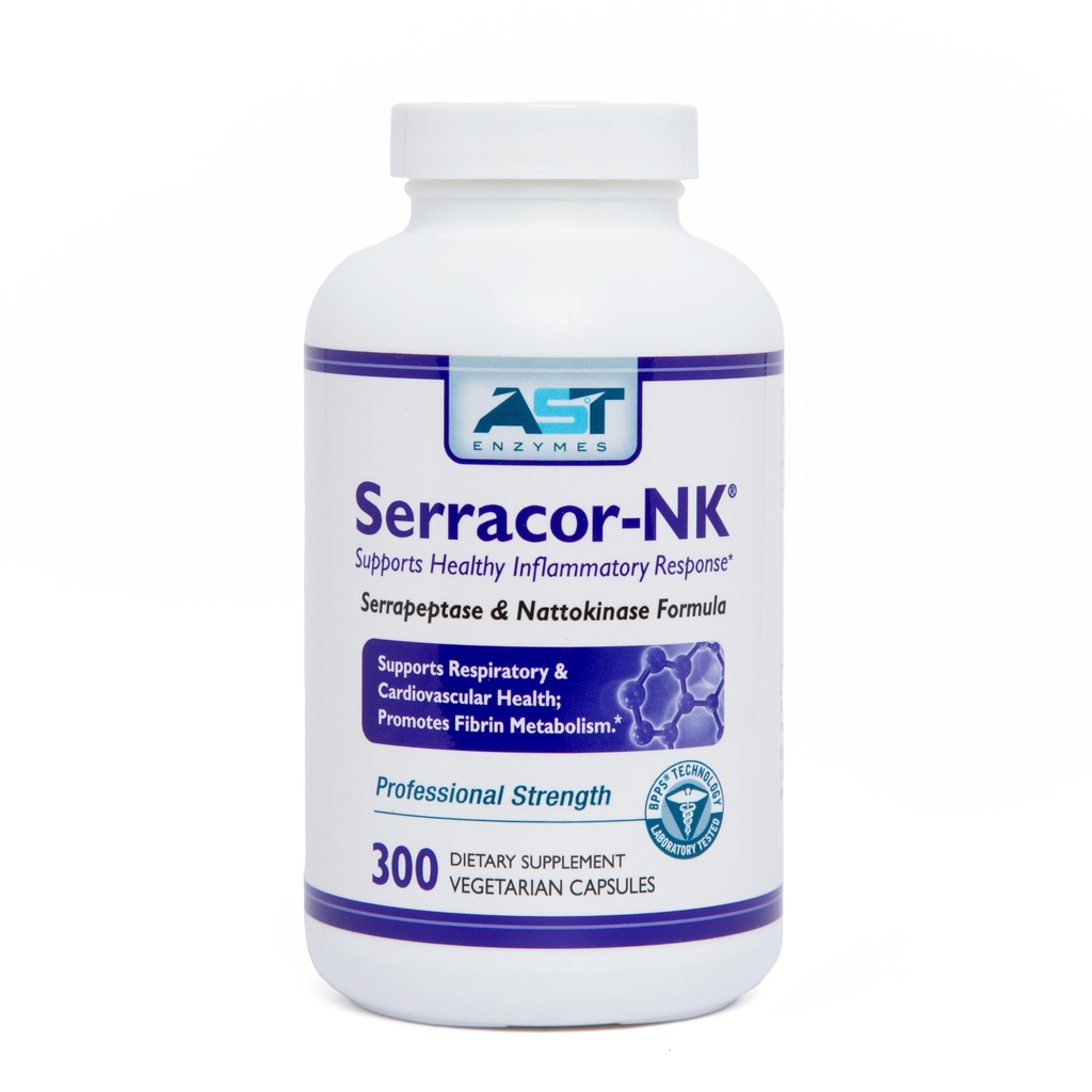 Serracor-NK – 300 cápsulas vegetarianas – Apoyo circulatorio y respiratorio – Enzimas sistémicos naturales Fórmula – Contiene Serrapeptase resistente al ácido " Nattokinase resistente al ácido