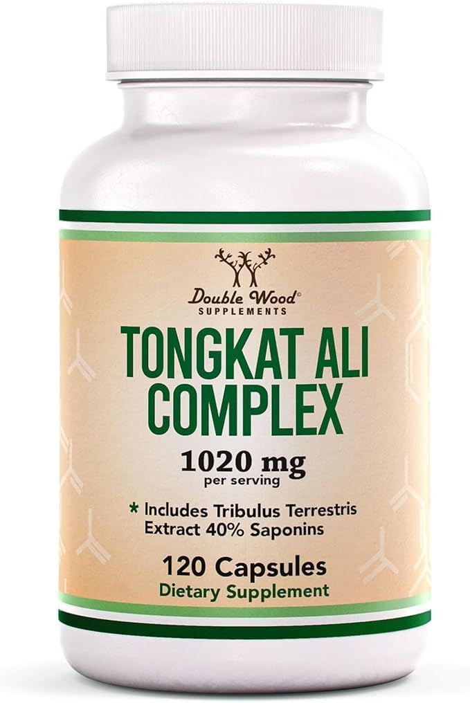 Tongkat Ali - 1000mg (2 Mes de Suministro) - Salud de los Hombres - 200:1 Extracto de Eurycoma Longifolia, con 20 mg Tribulus Terrestris (Tercera Parte testada) por Madera Doble