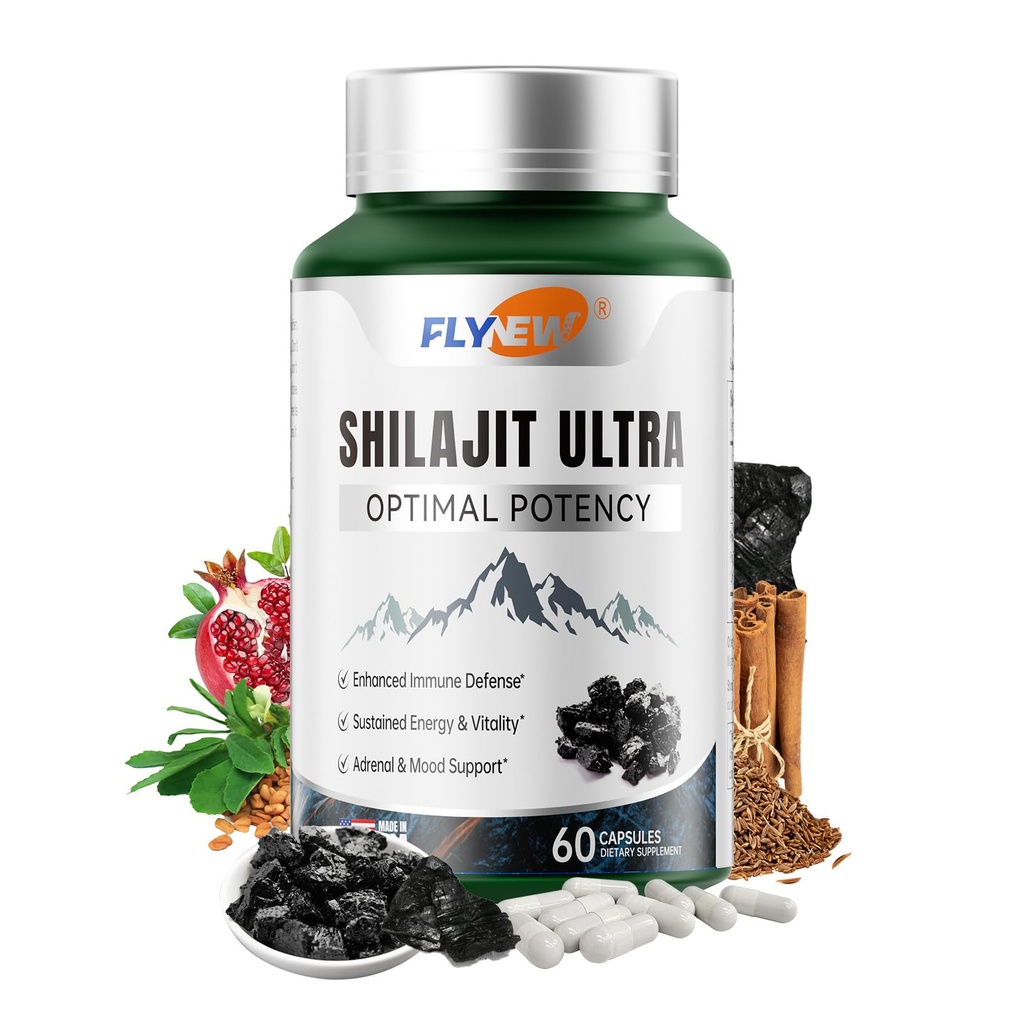 Shilajit for Men Women, Shilajit with Naturally Fulvic Acid & L-Arginine, Himalayan Shilajits for Extra Power, Stamina & Immune Support, Non-GMO, Made in USA, 60 Capsules, 1,300mg Por Serving