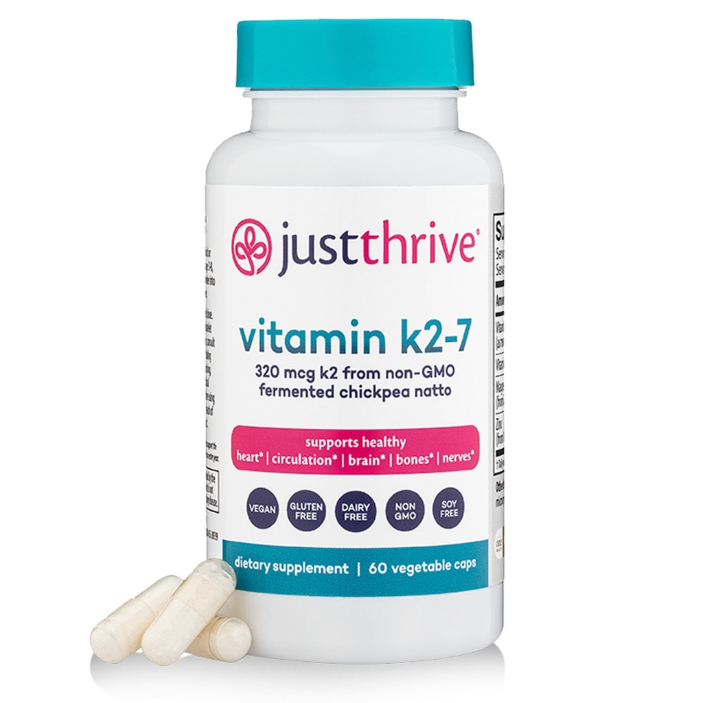 Just Thrive Vitamin K2-7 - Bone, Brain, y Heart Health K2 Suplemento de vitaminas, 60 cápsulas