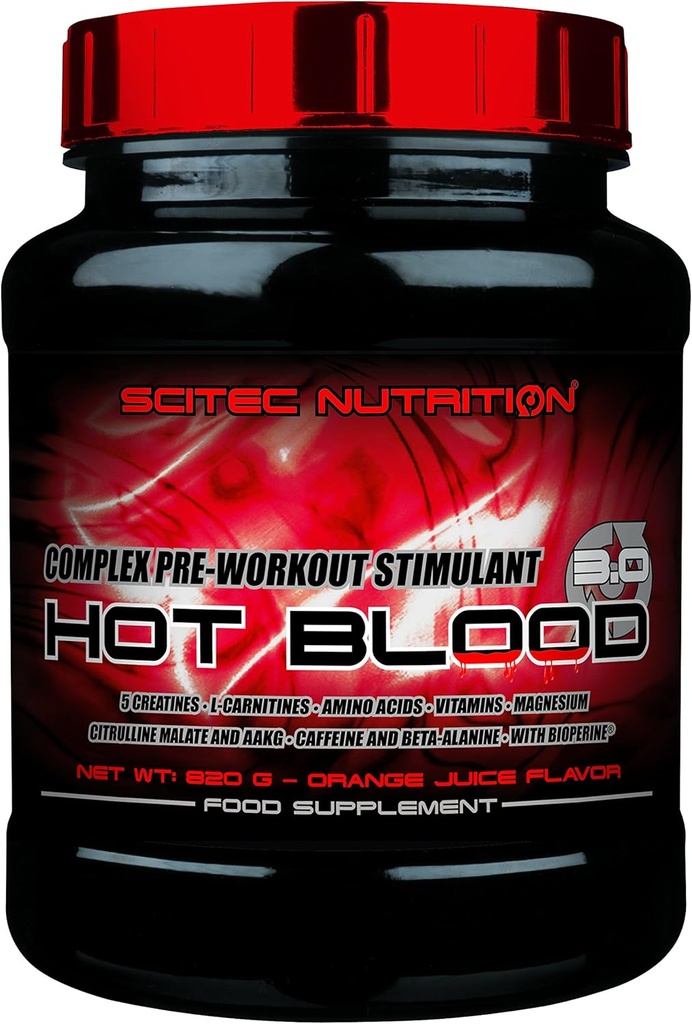 Scitec Nutrition Hot Blood 3.0-1.81 Libra, Orange Juice (Pre-Workout Supplement)