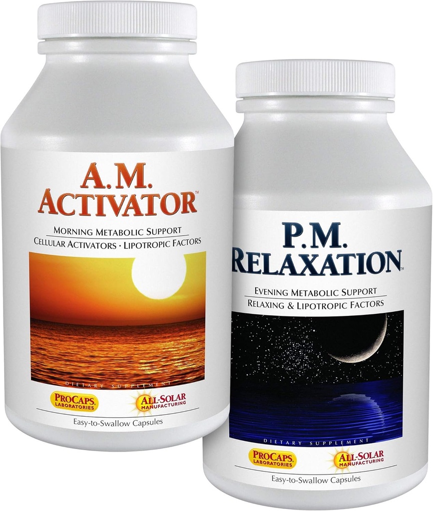 ANDREW LESSMAN A.M. Activador y P.M. Kit de Relajación - 30 cápsulas de cada - A.M. Activador promueve el metabolismo energético y grasa mientras que P.M. Relajación Alienta el sueño de una noche de descanso