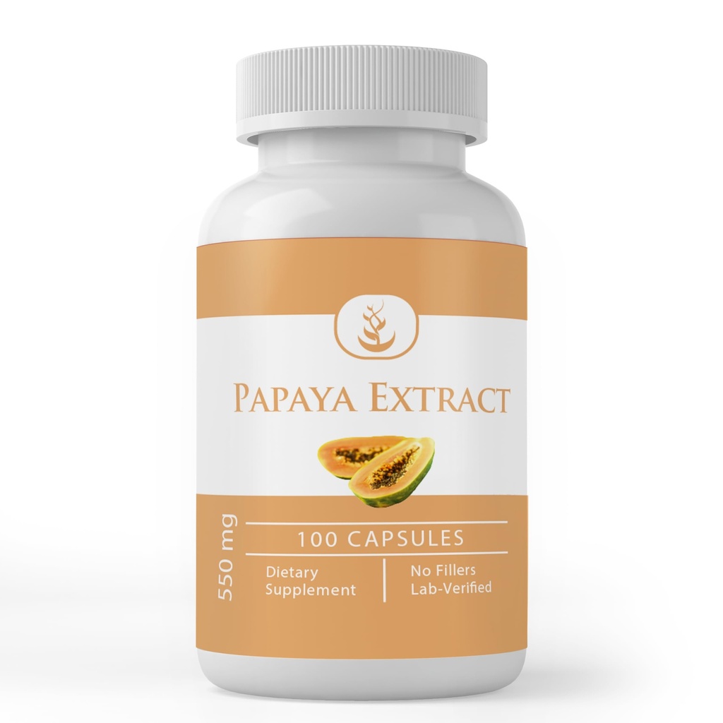 PURE ORIGINAL INGREDIENTES Papaya Extracto, (100 cápsulas) Siempre puro, sin aditivos ni artillería, Lab Verified