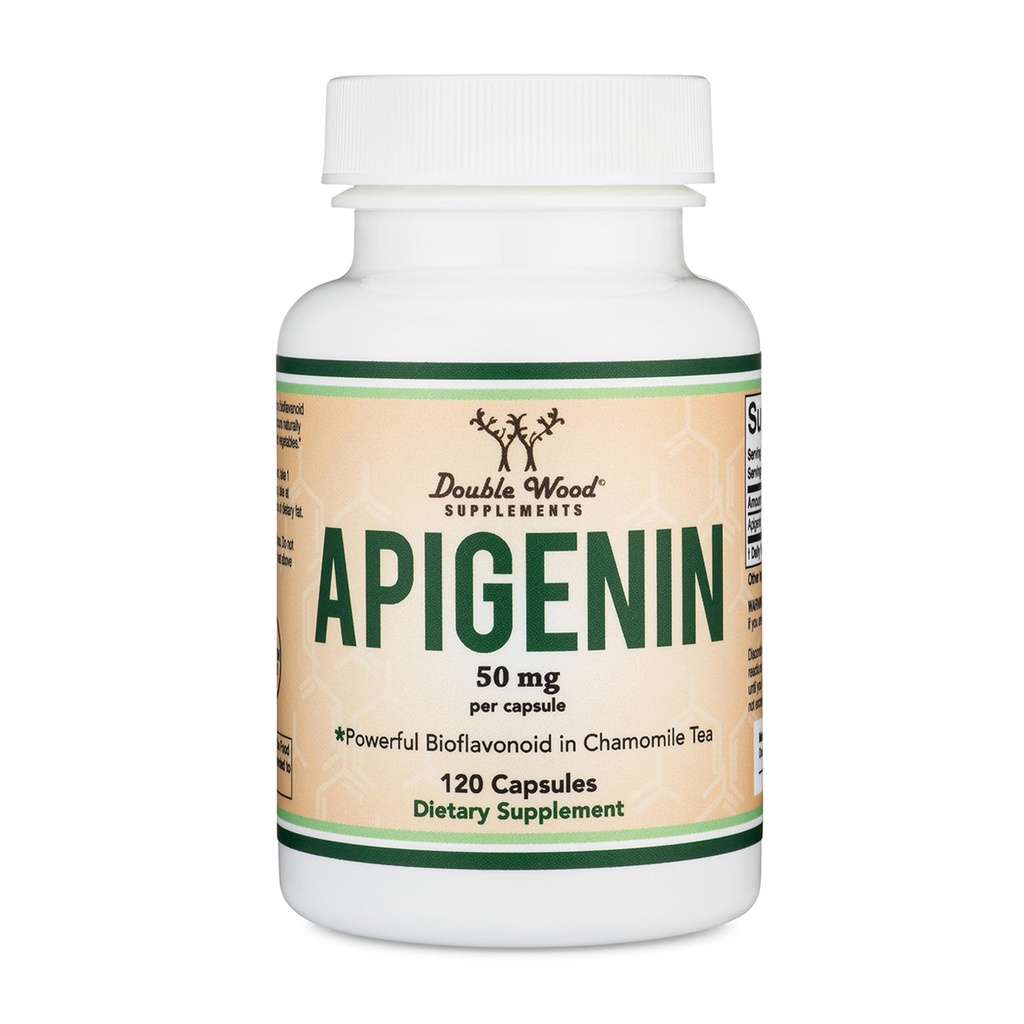 Apigenin Supplement - 50mg per Capsule, 120 Conde (Powerful Bioflavonoid Found in Chamomile Tea for Relaxation, Sleep, and Mood) Flavonols senolíticos para el envejecimiento (Gluten Free) por Madera Doble