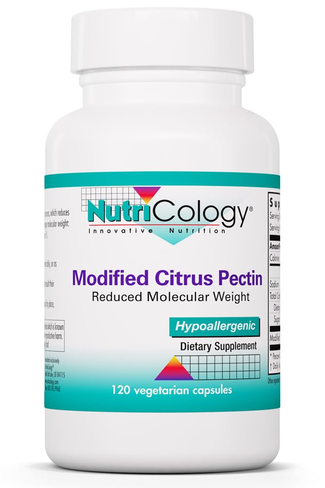 Nutricology Modified Citrus Pectin Supplement for Gut Support - Modified Citrus Pectin Capsules for Men &amp; Women, Hypoallergenic, Gluten Free, Reduced Molecular Weight - 120 Vegetarian Capsules