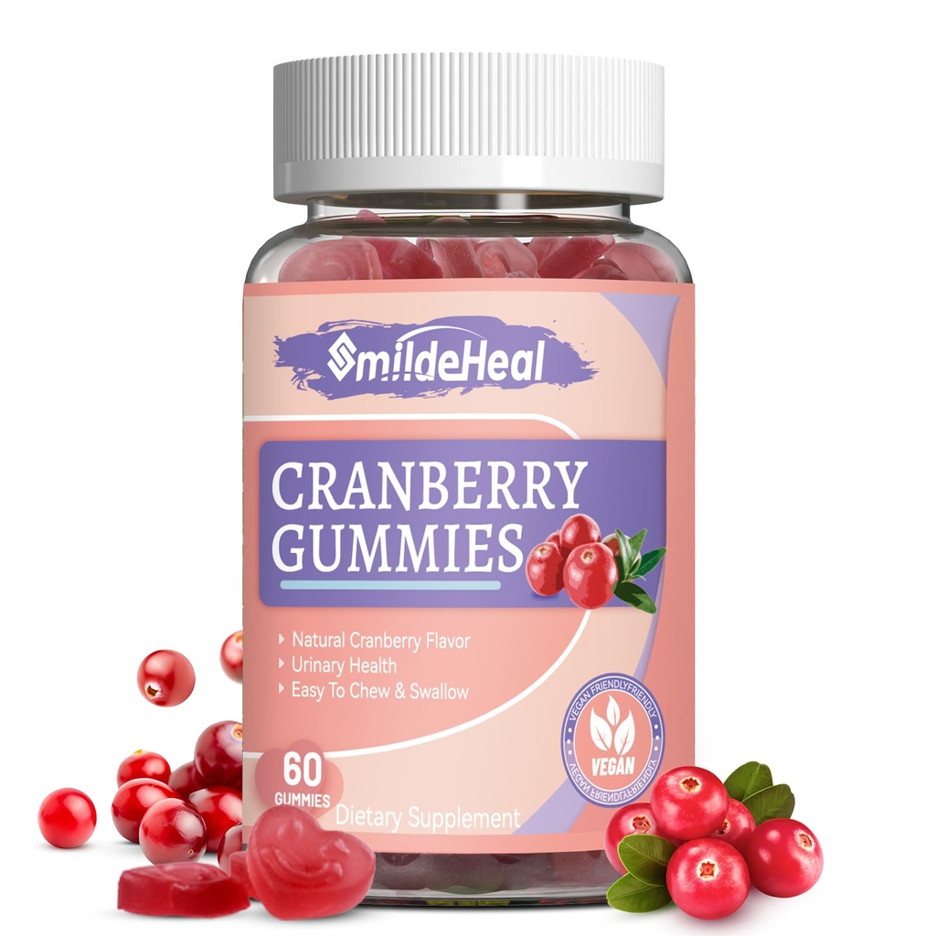 Cranberry Gummies 1000mg, Suplementos de Arándano para Mujeres, con D-Mannose 250mg, Mujeres Probióticas Gummies, Urinary Tract Health, Cranberry Flavor, NO GMOs, 60 Condes