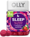 OLLY Sleep Gummy, 3 mg Melatonin, L-Theanine, Chamomile, Lemon Balm, Sleep Aid, Strawberry, 60 Cuenta