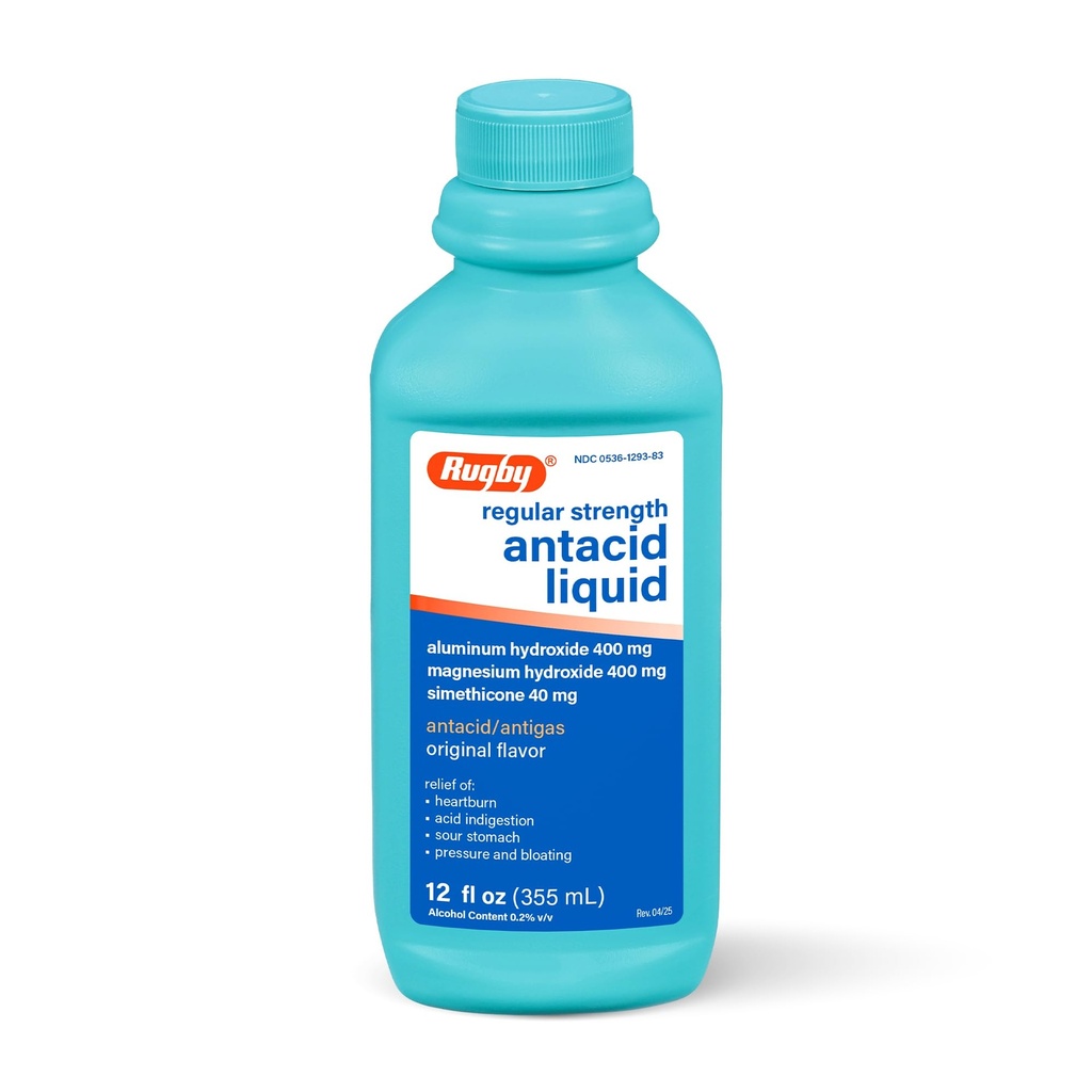 Laboratorios de Rugby Antacid Liquid Regular Strength Aluminio Hidroxido 400 mg Hidroxido de Magnesio 400 mg Simethicone 40 mg Antacid y Antigas Original Flavor (Pack of 1)
