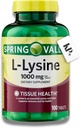 L-Lysine Amino Amino Acid Suplementos, Spring Valley L-Lysine, L-Lysine 1000 mg, 100 Tablets + (KP+ Sticker)