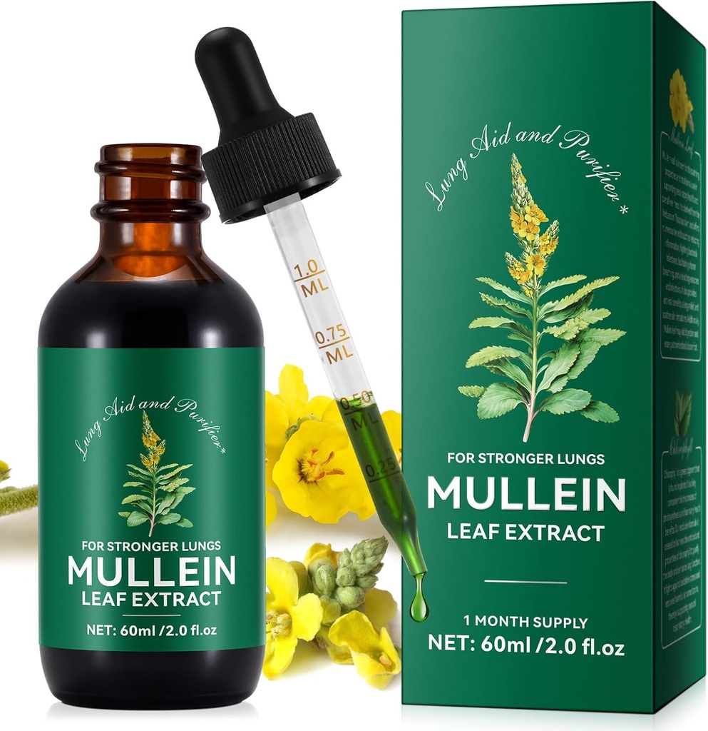 Mullein Drops for Lungs, Mullein Leaf Extract for Lung Cleanse, Respiratory Healthy Breathing Support for Smokers habitNatural & Vegan & Alcohol Free vidas 2 FL OZ