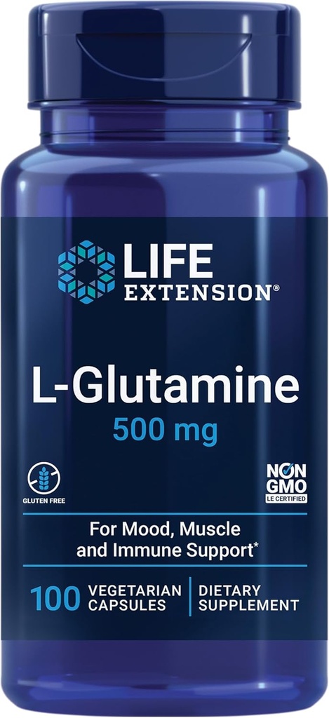 Extensión de la vida Cretina Capsules 120 Conde " L-Glutamina 500mg 100 Capsules Bundle for Muscle Health