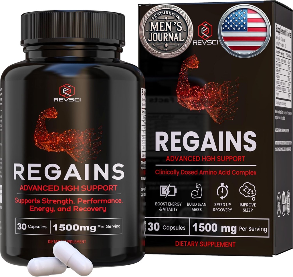 HGH Suplementos para hombres y mujeres - Regains Starter Pack, Natural Anabolic Muscle Growth Building GH & Human Growth Hormone for Men, Muscle Builder for Men, Muscle Recovery Supplement, 30 Protein Pills
