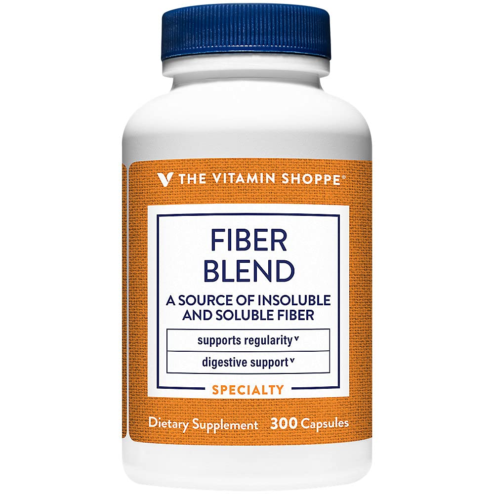 La vitamina Shoppe Fiber Blend, una fuente natural de fibra insoluble y soluble, apoya la salud digestiva y la regularidad (300 cápsulas)