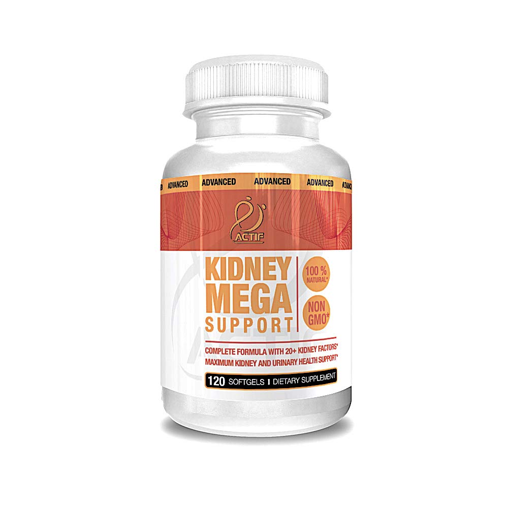 Actif Kidney Mega Support con 10+ Factores avanzados, Boosts Healthy Kidney Function, Kidney Cleanse, Non-GMO, Fast Acting, Made in USA, 120 Count