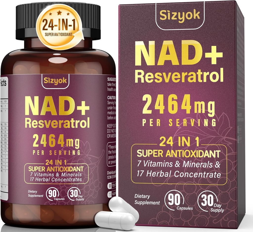 NAD Supplement, Liposomal NAD+ Suplemento con Resveratrol, NAD Resveratrol Supplement - Boost NAD+ for Aging Defense, Energy, Focus - Ultra Antioxidant Capsules,177