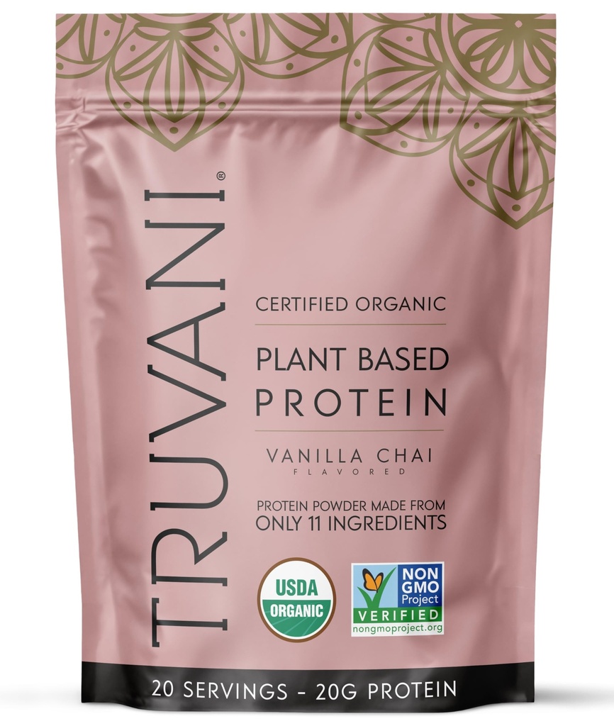 Truvani Vegan Pea Protein Powder ← Vanilla Chai Silencio 20g Orgánica Planta Basada Proteína  20 Servings ← Keto Silencio Gluten " Dairy Free TEN Low Carb Silencio No Añadido Sugar