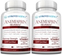 Aprobada Anemiaprin - Hierro Absorbable, Vitamina C - Gentle On Stomach - 120 Capsules - 2 Month Supply - Non-GMO, Vegan