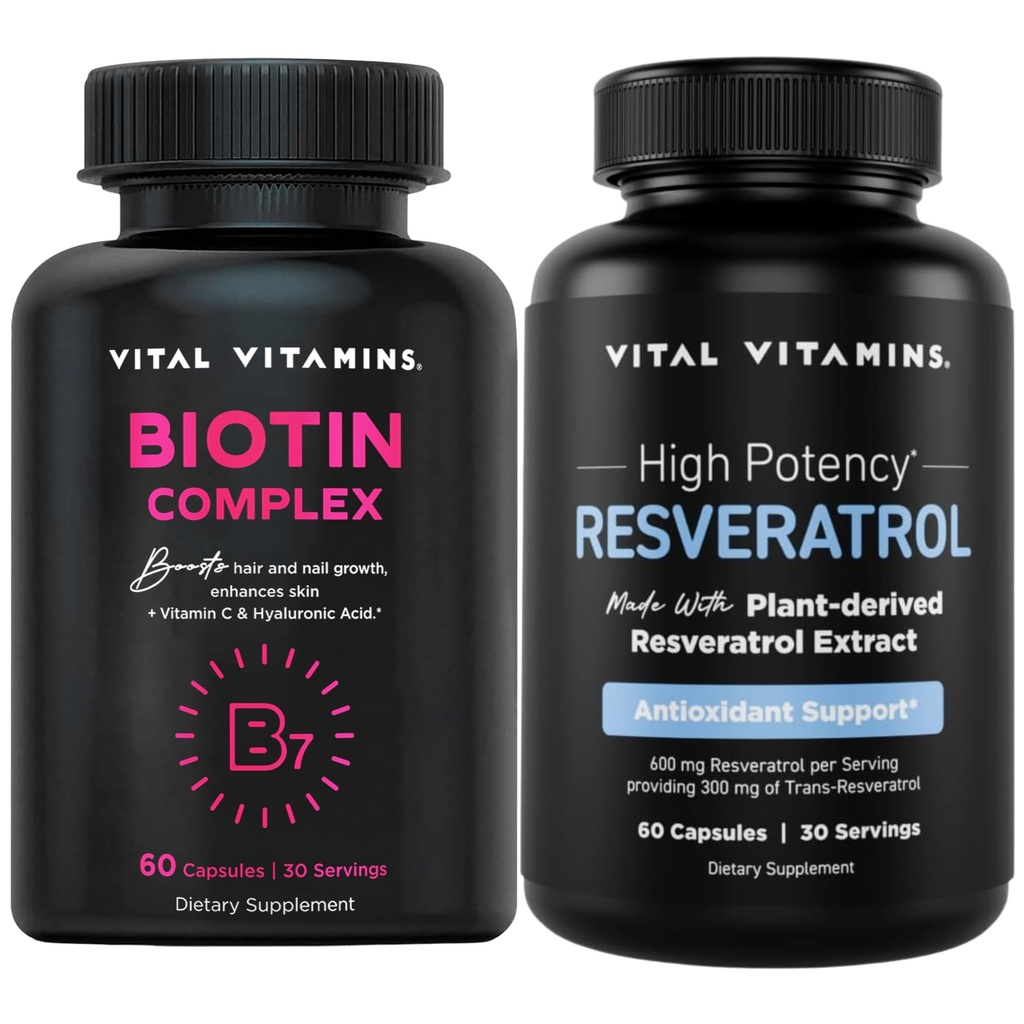 Vital Vitaminas Complejo de Biotina Capsules + cápsulas de resveratrol
