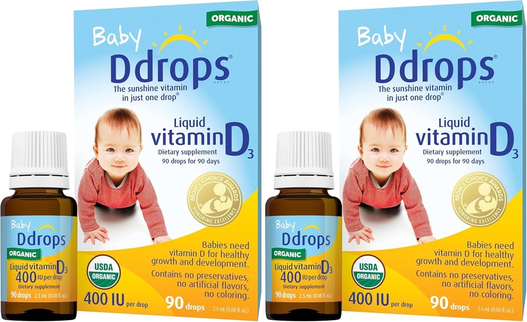Ddrops 1072834 400 UI Vitamina D3 gotas para bebés, 0,08 Fl. Oz (Pack of 4)