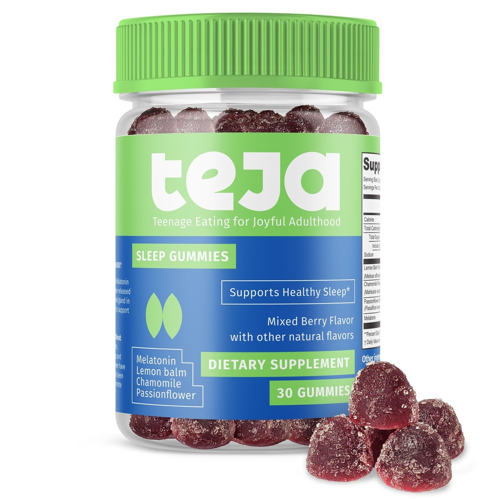 TEJA Apoyo al sueño Gummies para adolescentes y adultos, 0.3mg Melatonin Chewable Gummy, Melatonin Chewable, 30 Gummies