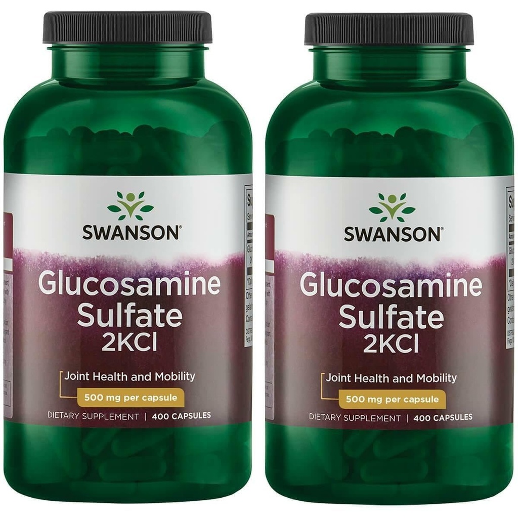 Sulfato de Glucosamina Swanson 2Kcl 500 mg 400 caps (2 Pack)