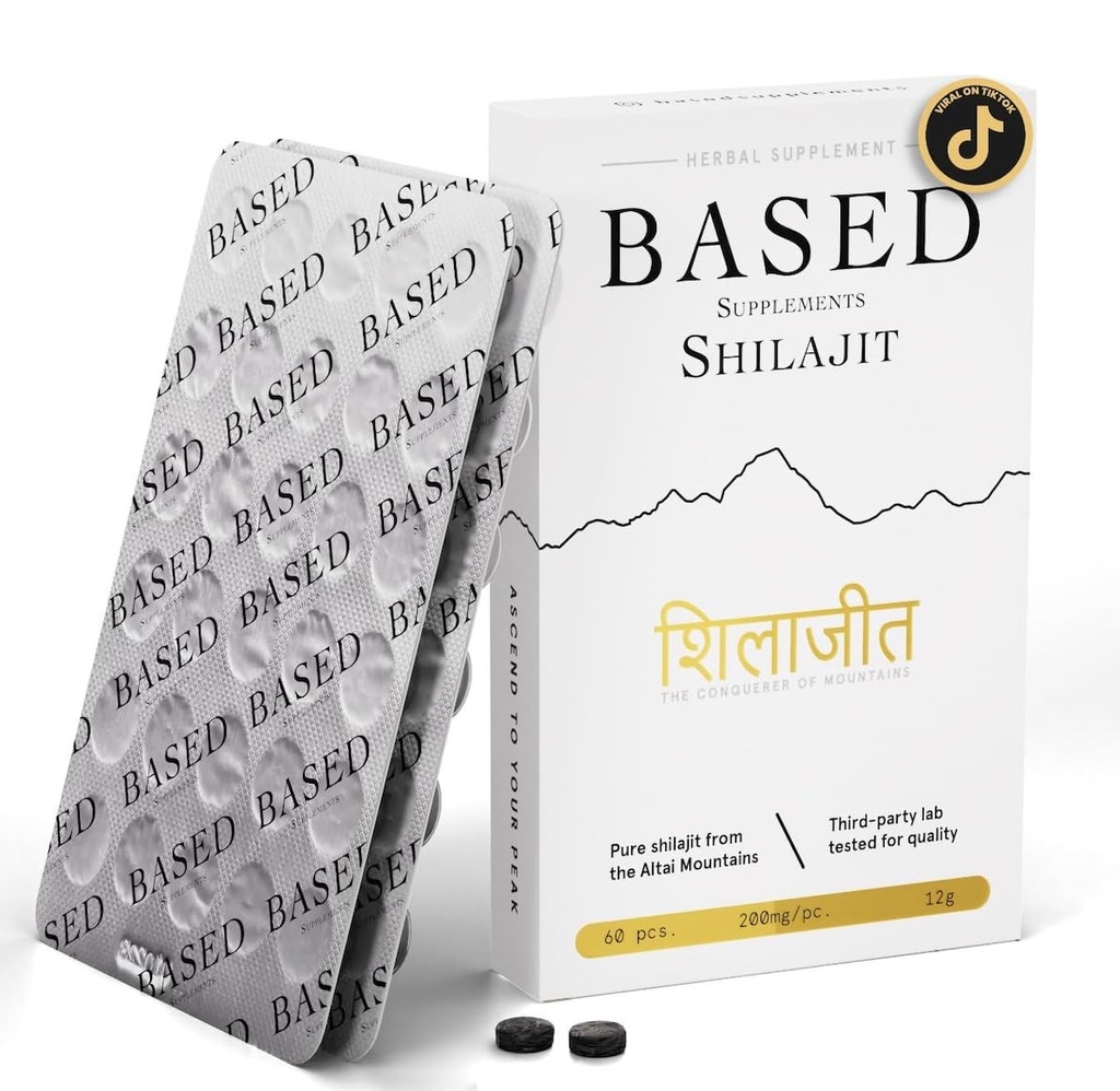Shilajit basado en la vida Pure Shilajit Tablets with Max Potency, Energy &amp; Immune Support for Men and Women  durable Rich in Fulvic Acid and 85+ Trace Minerals, 60 Tablets