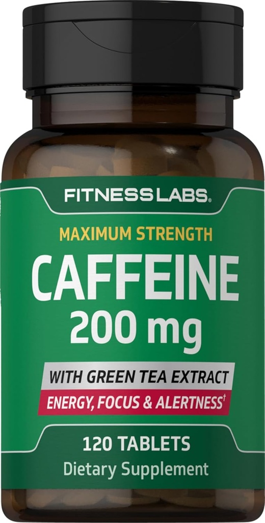 Laboratorios de fitness Caffeine Pills ← 200mg Ø 120 Tablets ← Green Tea Extract ← Maximum Strength Supplement TEN Vegetarian, Non-GMO, Gluten Free