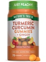 La verdad de la naturaleza Turmeric y Gummies de jengibre TENED 70 Conde TENIDO Peach Flavor TENGA Vegan, No Gluten Free Supplement