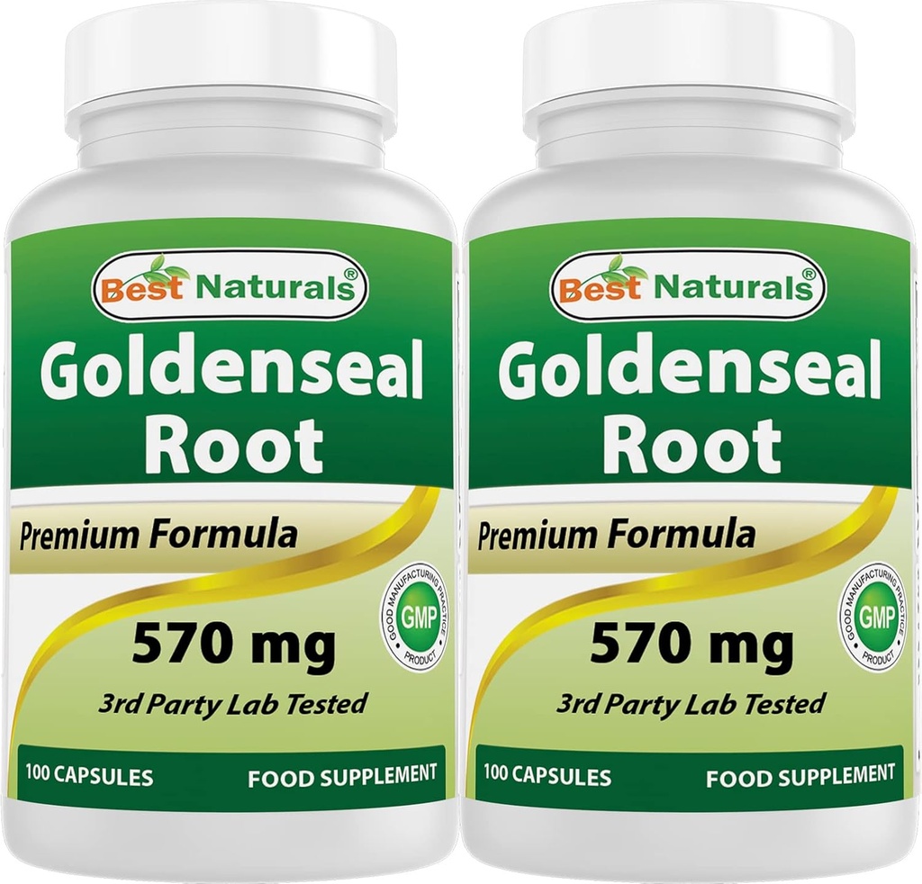 Mejores Naturales Goldenseal Root 570 mg (No-GMO) 100 cápsulas (100 Cuenta (Pack de 2))