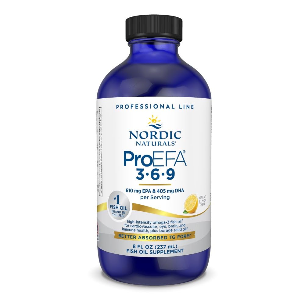Naturales nórdicos ProEFA 3-6-9, Sabor de limón - 8 oz - 1270 mg Omega-3 - EPA &amp; DHA con añadido GLA - Esquí sano, Cognición, " Mood positivo - No GMO - 48 Servimientos