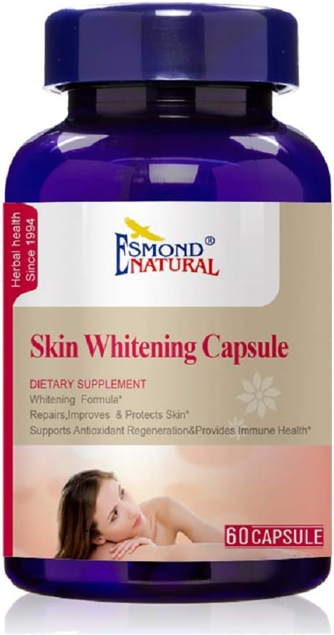 Cápsula de blanqueamiento de piel (Repairs, Mejoras y Protege la piel), GMP, Certificado de Assn de producto natural, Hecho en EE.UU. - 60 cápsulas