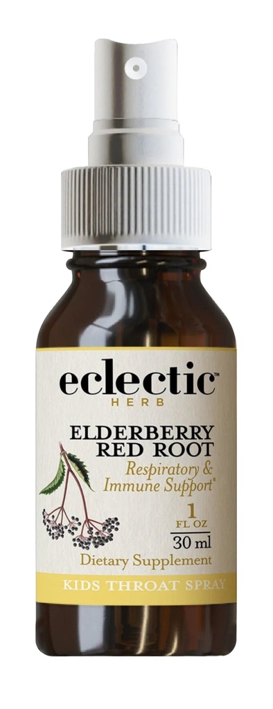 Herb Ecléctico - Elderberry Red Root Throat Spray Kids ← Respiratory &amp; Immune Support ← No Gluten-Free (1 fl oz TEN 30 ml)