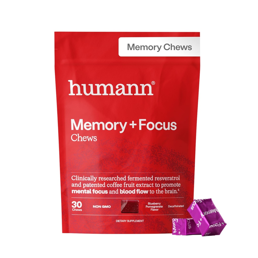 HumanN SuperBeets Brain Supplements for Memory and Focus Chews, Mental Alertness, Clinically Studied Nootropics, Resveratrol Supplement Plus Beet Root Powder, Blueberry Pomegranate Flavor, 30 Conde