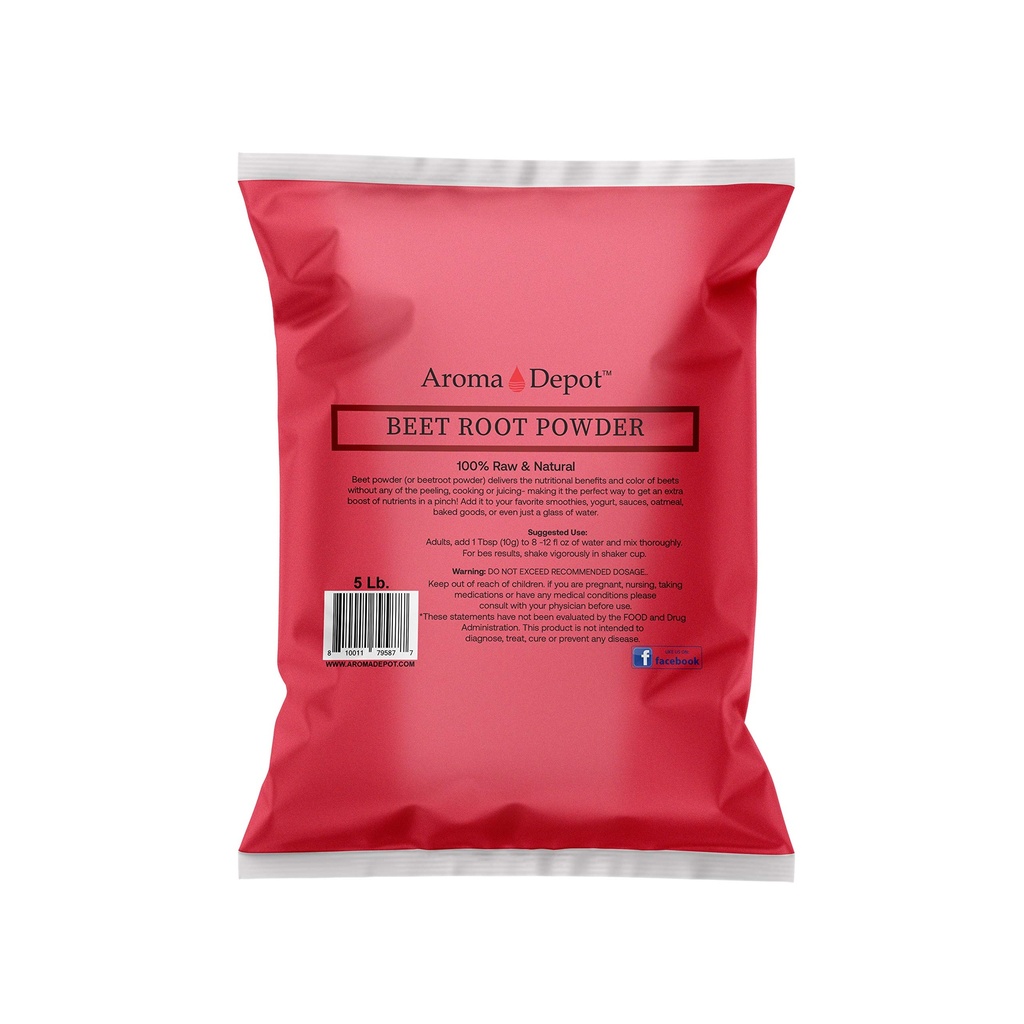 Powder de remolacha 5 lb. por Aroma Depot Raw " No GMO I Vegan " Gluten Free I Nitric Oxide Booster I Boost Stamina y Aumenta Energía Immune System Booster I 100% Natural
