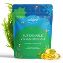 Calgee Vegan Omega 3-450mg DHA &amp; EPA Fatty Acids - Aceite de Algas Sostenibles - Aceite de pescado de base vegetal Alternativa - Softgels sin carrageenano (60 Ct)