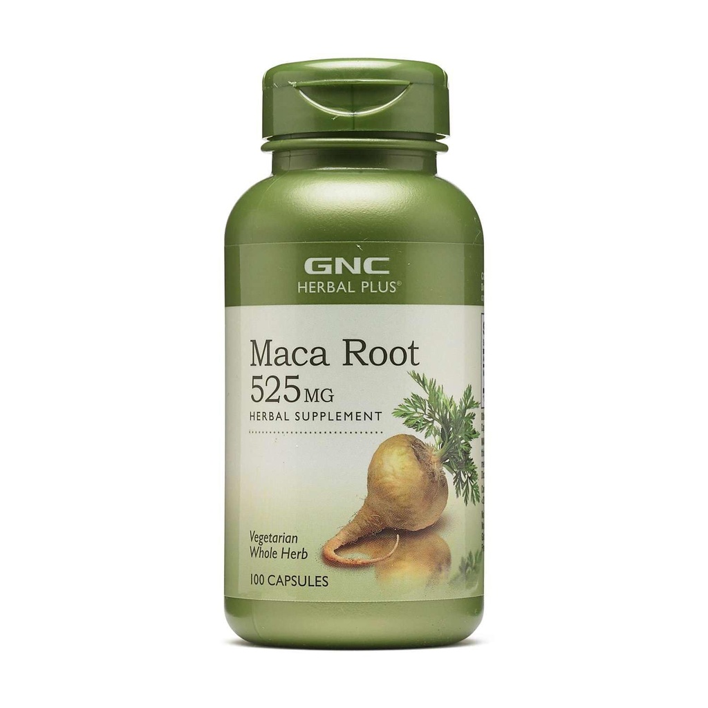 GNC Herbal Plus Maca Root 525mg, soporta la vitalidad, 100 cápsulas