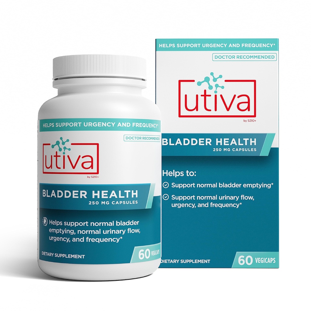 Szio+ Salud de la vejiga Utiva - Suplemento de control para la vejiga hiperactiva y la salud de la tracto urinaria inferior - clínicamente probado para reducir la frecuencia y la frecuencia - 60 cápsulas