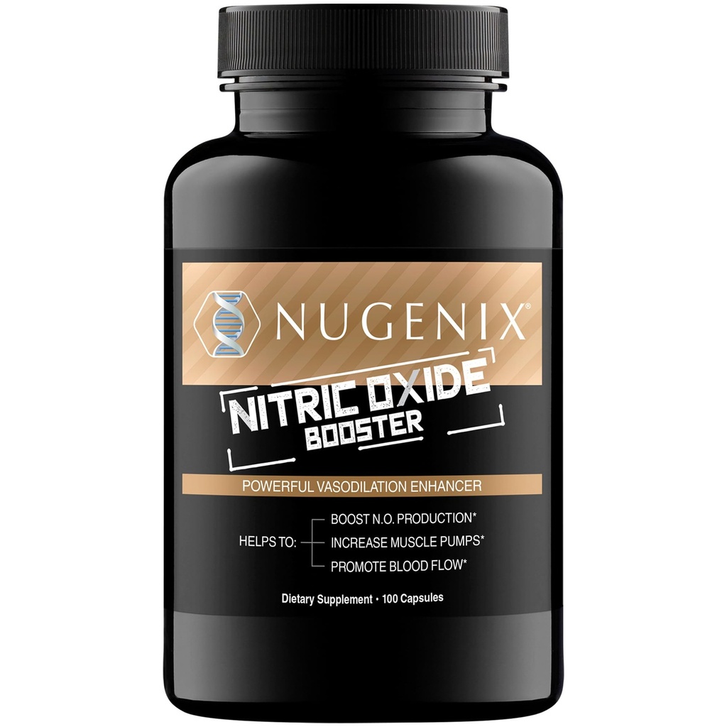 Nugenix Nitric Oxide Booster Suplemento - Nitric Oxide Flow, L-Arginine, L-Citrulline, Pine Bark Extract - Vasodilator - 100 Capsules