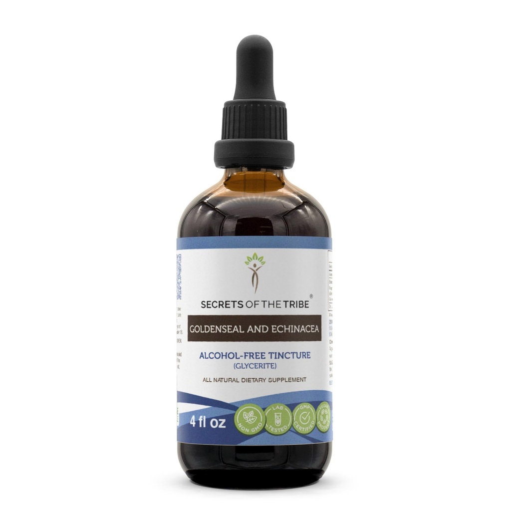 Secretos de la tribu Goldenseal y Echinacea Extracto líquido libre de alcohol, hierbas (Echinacea Root (Echinacea Purpurea), Goldenseal Root (Hydrastis Canadensis)