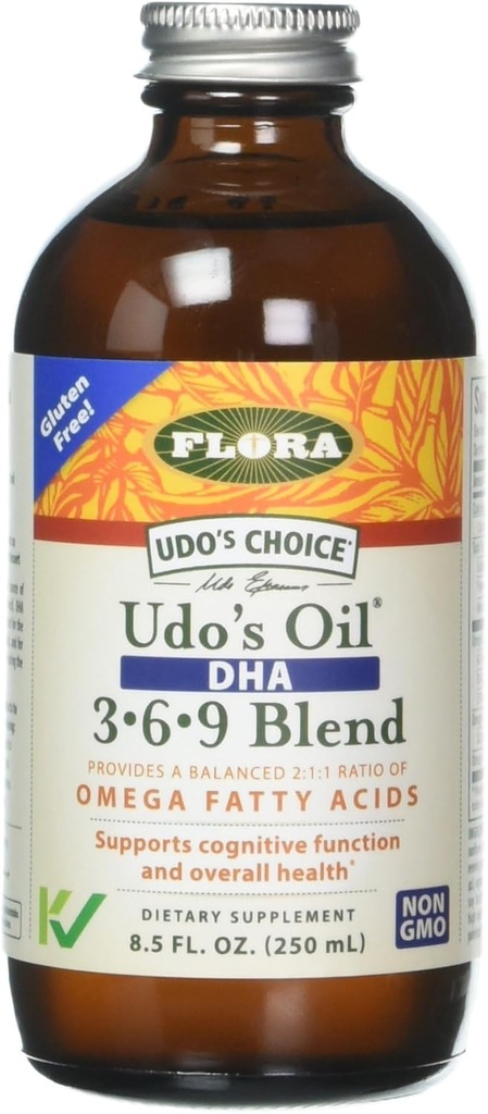 Triple Omega 3-6-9 DHA Oil Blend, 8.5 oz - No GMO &amp; Gluten Gratis