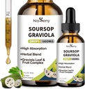Soursop Bitters Liquid, Soursop Bitters para Immune, Antioxidante, Digestivo, Graviola Fruit and Leaf Extract Drop, Herbal Extract with Vitamin for Cell Support &amp; Regeneración, Suplemento diario, 2 FL OZ